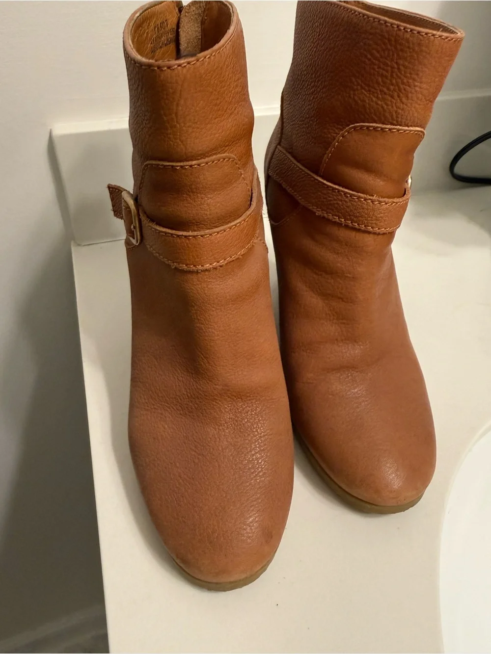 J.Crew Women's Tan Wedge Ankle Boot with Buckle
